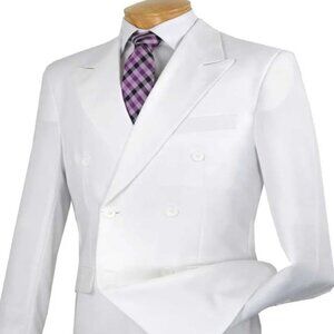 Pleated Suit - Mens Suits With Pleated Pant - Regular Fit Suit - White Poplin Su